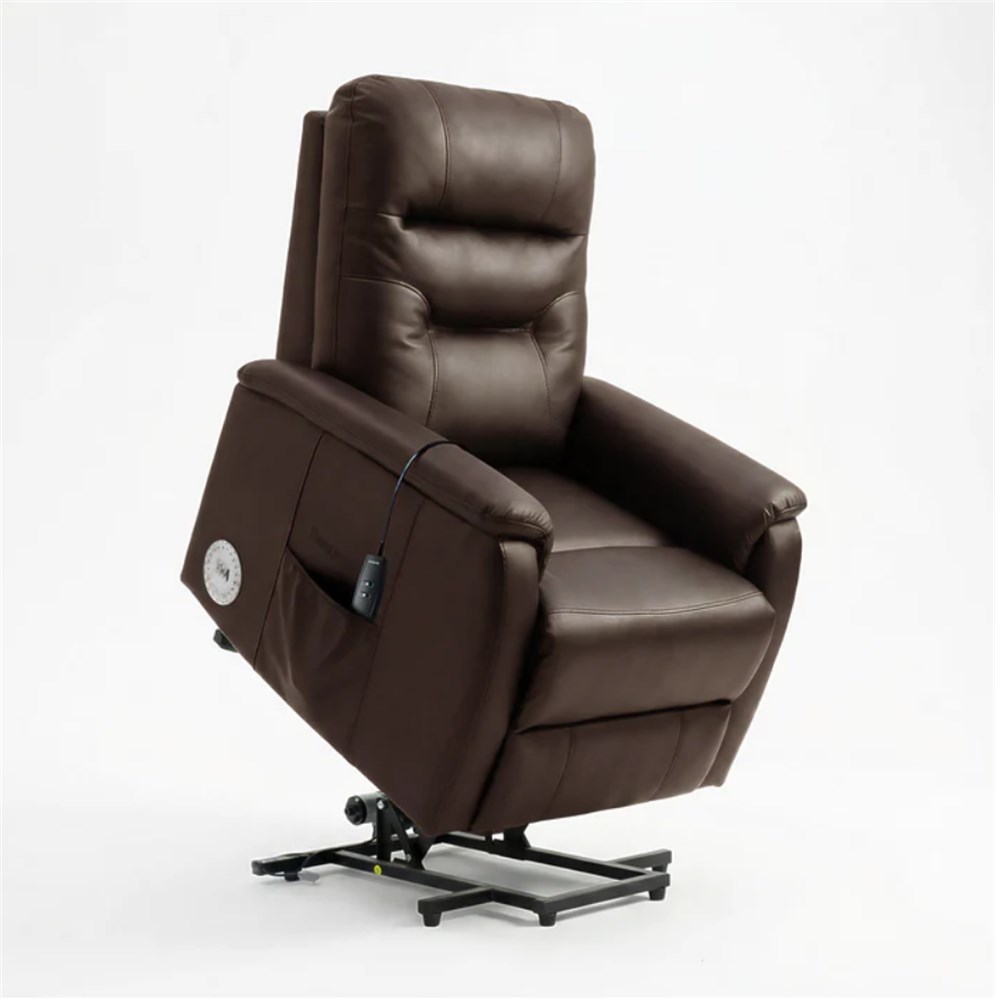 POLTRONA RECLINÁVEL THERALIFT SLIM EM COURO MARROM THERAMART-1164946444